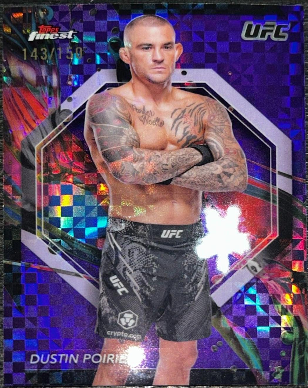 Dustin Poirier 2024 Topps Finest UFC Base Common #98 Purple Checkerboard Refractor