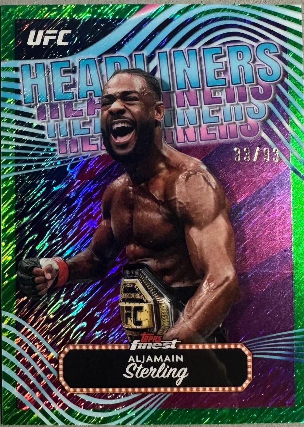 Aljamain Sterling 2024 Topps Finest UFC Headliners #HDL-1 Green Shimmer Refractor