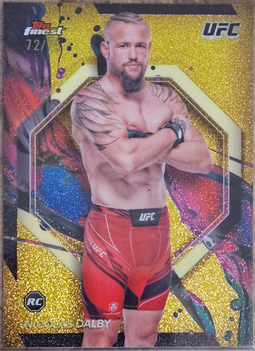 Nicolas Dalby 2024 Topps Finest UFC Base Common #87 Yellow Glitter Refractor