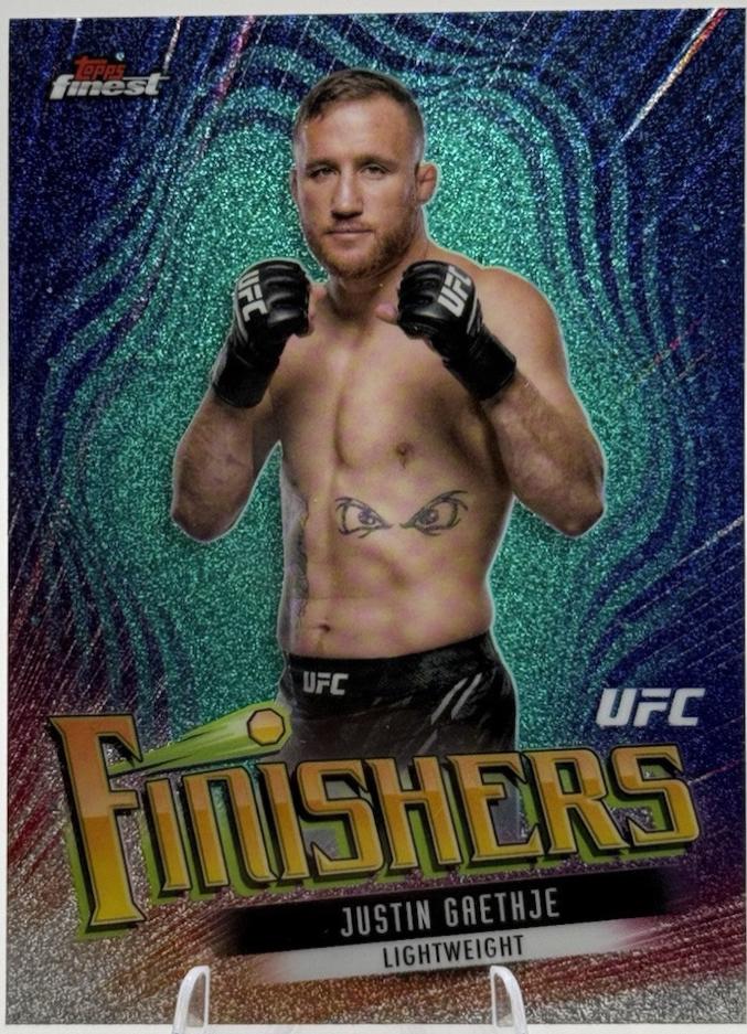 Justin Gaethje 2024 Topps Finest UFC Finishers #FIN-9 Tangerine Glitter Refractor