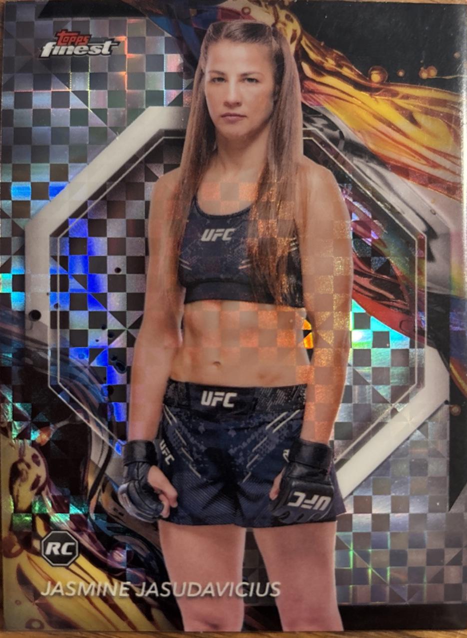 Jasmine Jasudavicius 2024 Topps Finest UFC Base Uncommon #123 Checkerboard Refractor