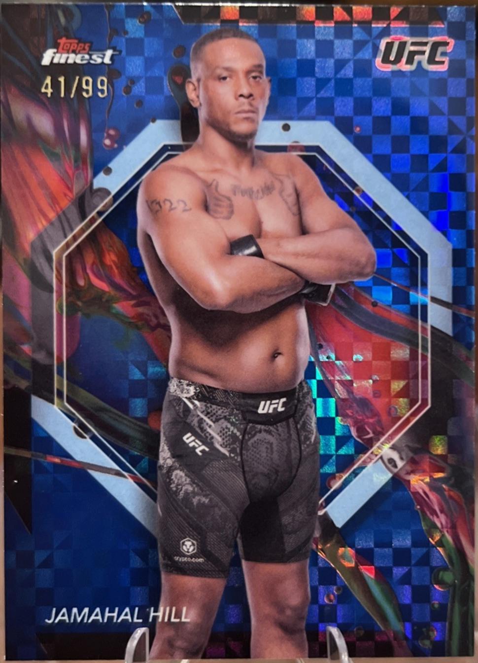 Jamahal Hill 2024 Topps Finest UFC Base Common #36 Blue Checkerboard Refractor