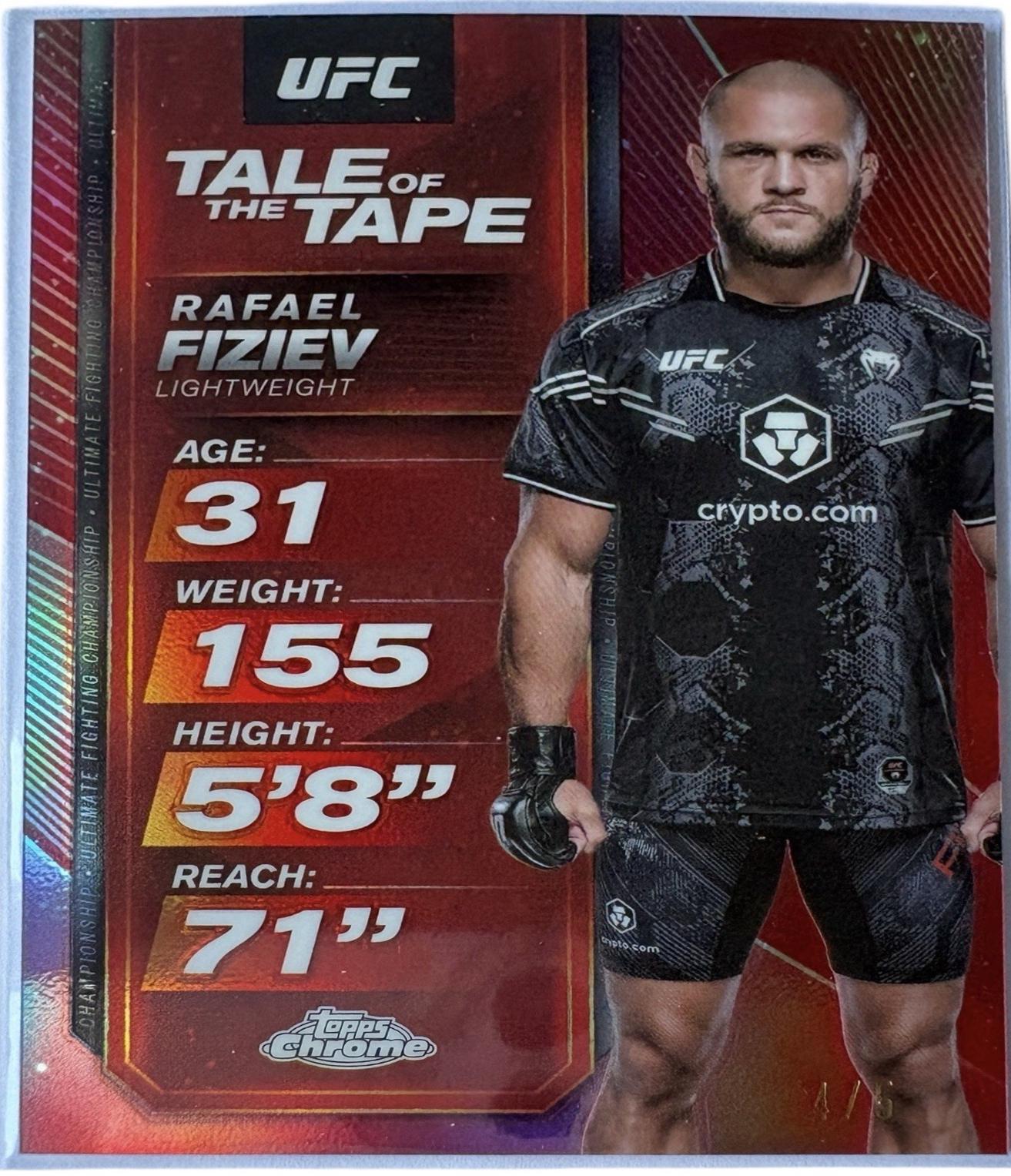 Rafael Fiziev 2025 Topps Chrome UFC Tale of the Tape #TTT-5 Red Refractor