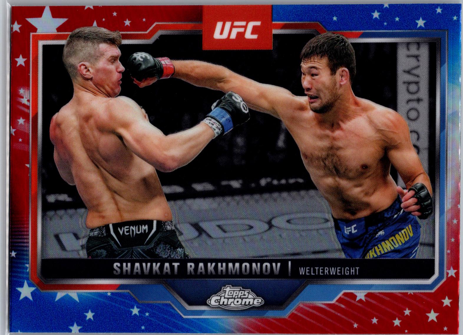 Shavkat Rakhmonov 2025 Topps Chrome UFC Base #125 Red & Blue Refractor