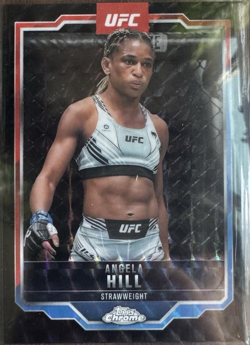 Angela Hill 2025 Topps Chrome UFC Base #124 Black Geometric Refractor