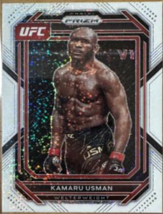 Kamaru Usman 2023 Panini Prizm UFC Base #120 White Sparkle