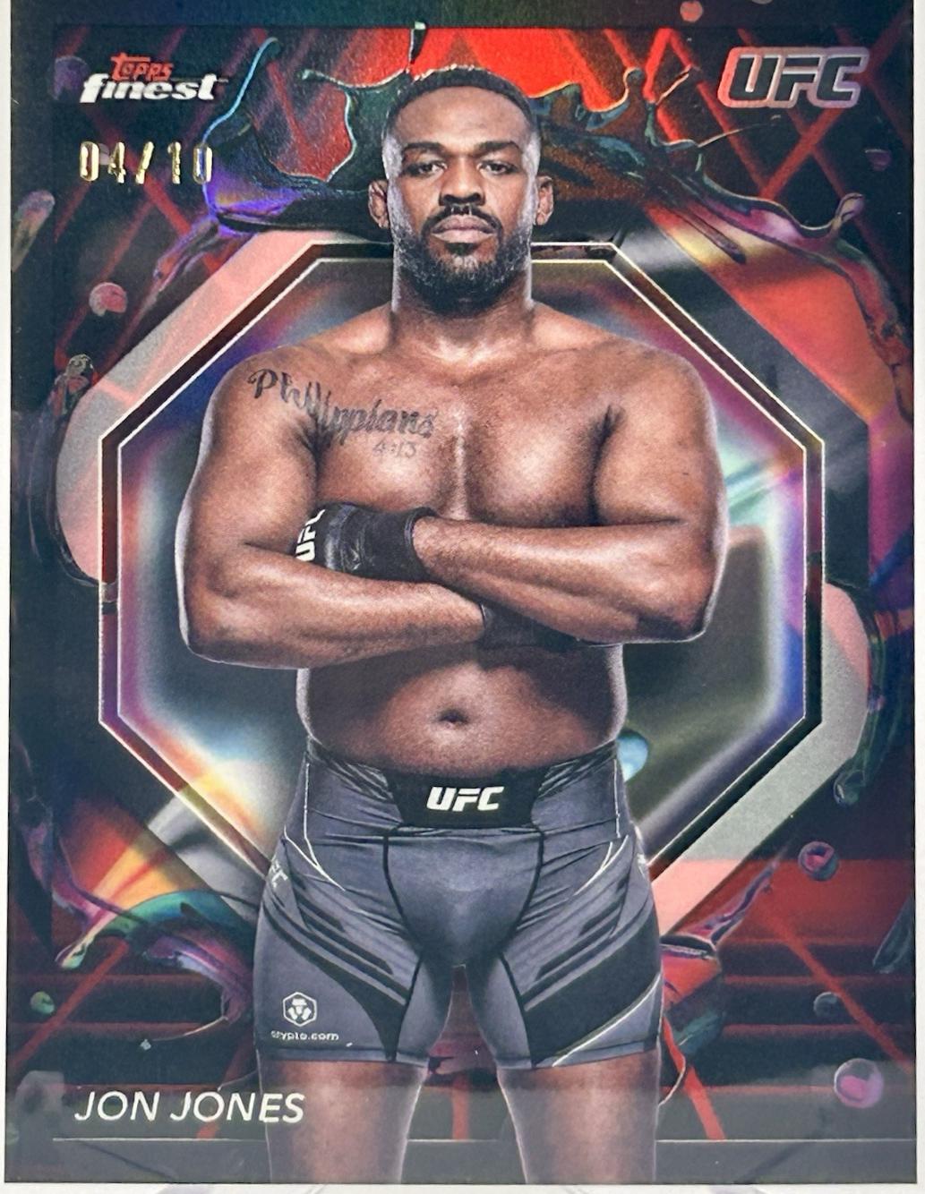 Jon Jones 2024 Topps Finest UFC Base Rare #214 Red Black Vapor Refractor