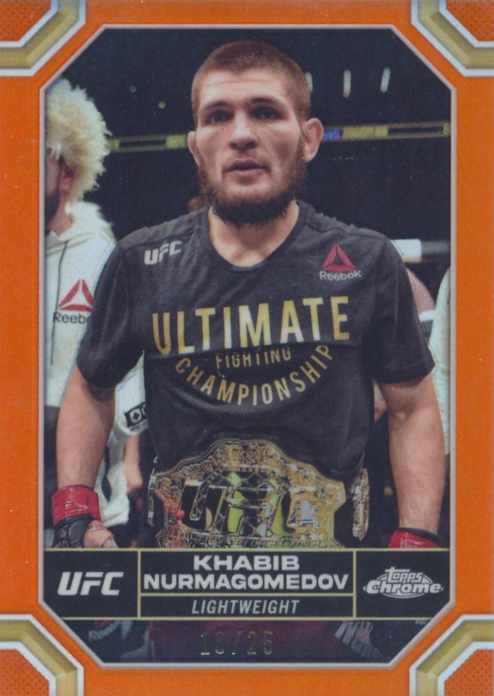Khabib Nurmagomedov 2024 Topps Chrome UFC Base #112 Orange Refractor