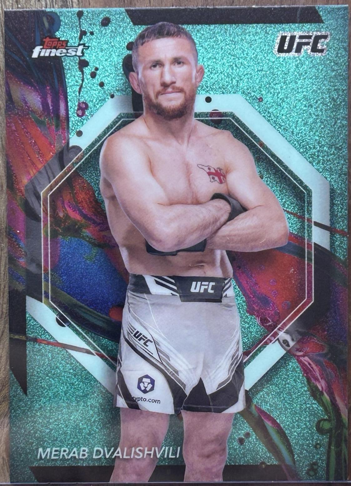 Merab Dvalishvili 2024 Topps Finest UFC Base Common #93 Aqua Glitter Refractor