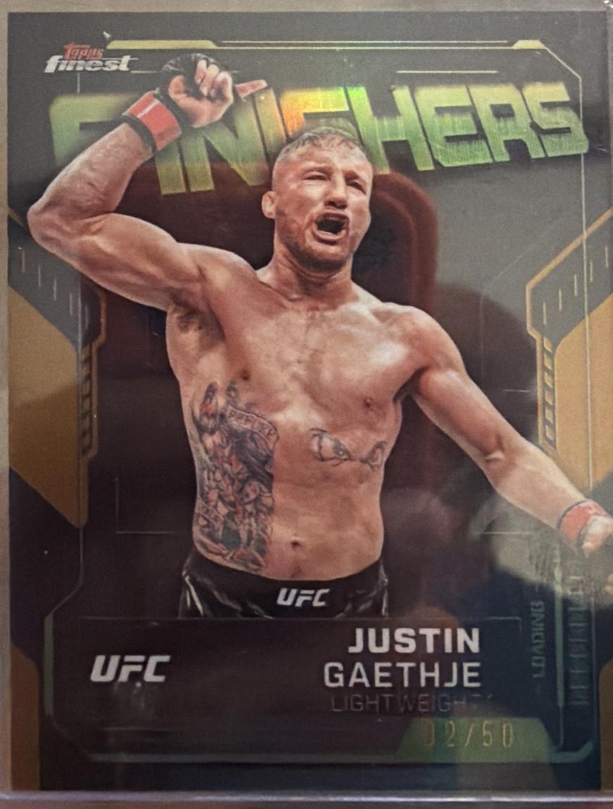 Justin Gaethje 2025 Topps Finest UFC Finishers #FN-22 Gold Refractor