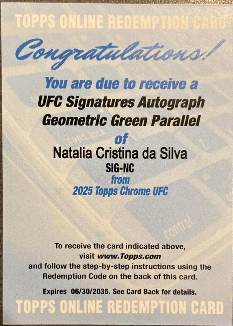 Natalia Silva 2025 Topps Chrome UFC UFC Signatures #SIG-NC Green Refractor