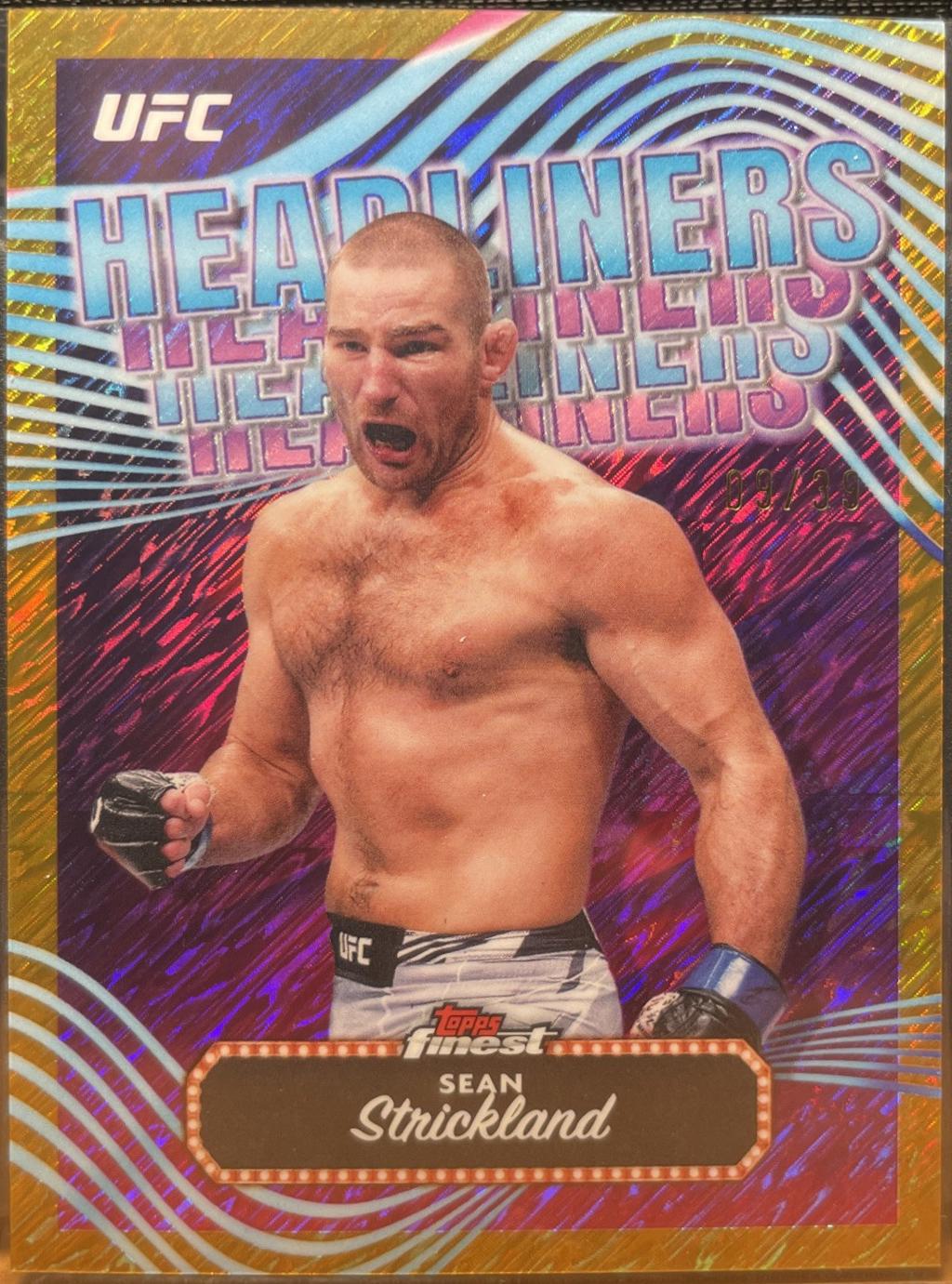 Sean Strickland 2024 Topps Finest UFC Headliners #HDL-16 Gold Shimmer Refractor