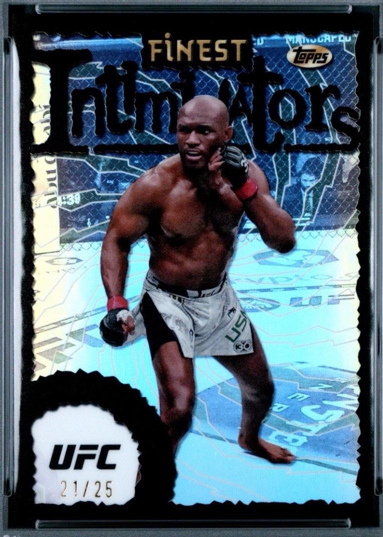 Kamaru Usman 2024 Topps Finest UFC Intimidators #INT-12 Black Refractor