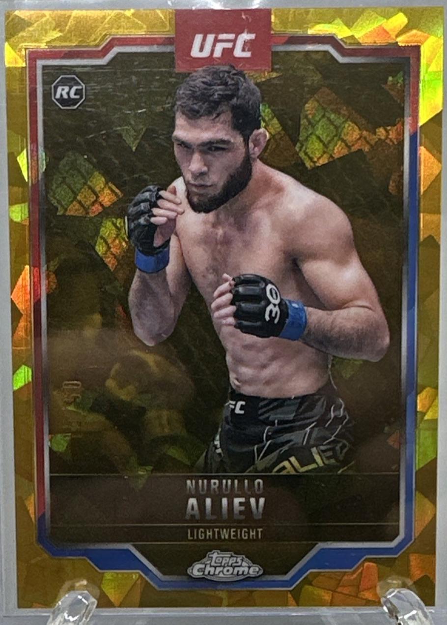 Nurullo Aliev 2025 Topps Chrome Sapphire UFC Base Sapphire #105 Gold Sapphire