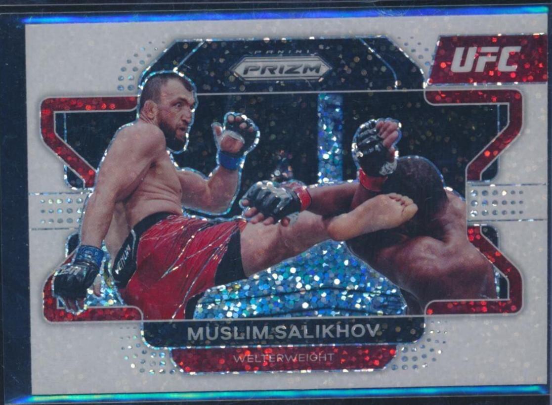 Muslim Salikhov 2022 Panini Prizm UFC Base #38 White Sparkle