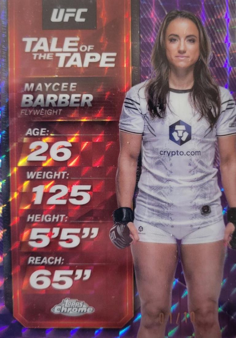 Maycee Barber 2025 Topps Chrome UFC Tale of the Tape #TTT-19 Geometric Purple Refractor
