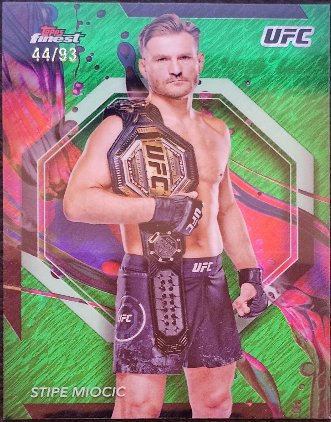 Stipe Miocic 2024 Topps Finest UFC Base Common #7 Green Shimmer Refractor