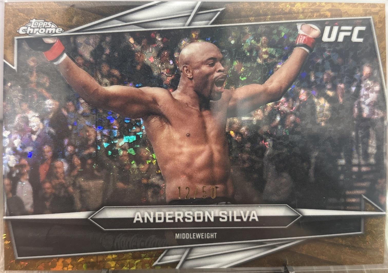 Anderson Silva 2026 Topps Chrome UFC Base #14 Gold Refractor