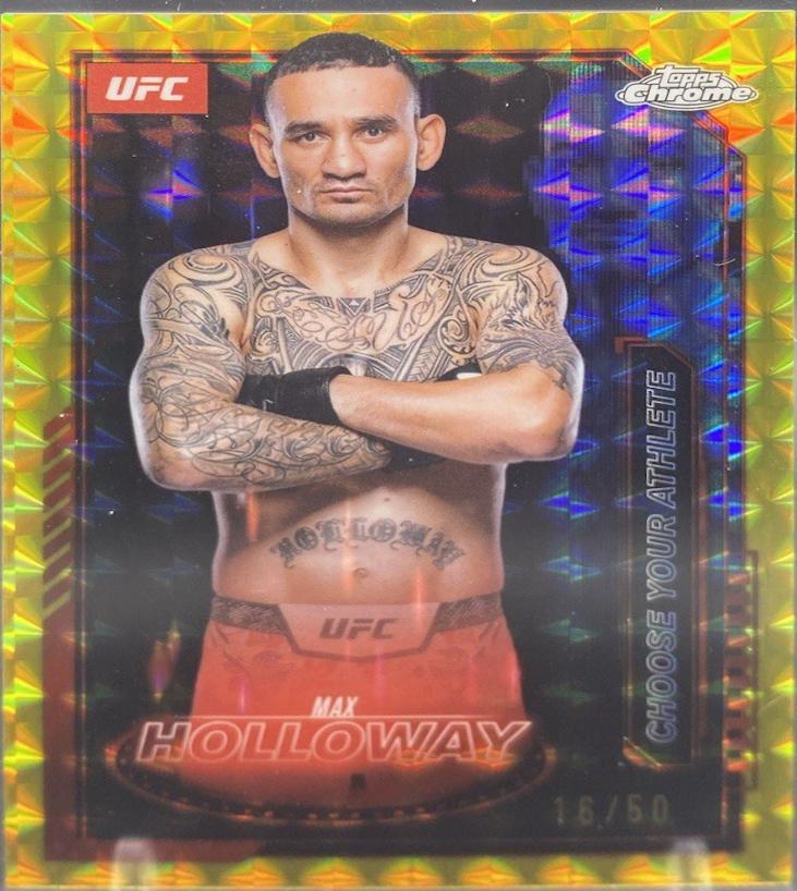 Max Holloway 2025 Topps Chrome UFC Mission Control #MCL-16 Gold Refractor
