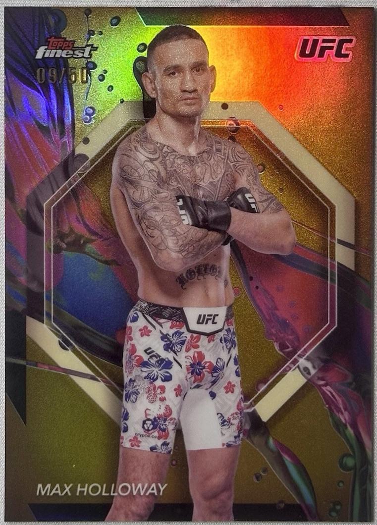 Max Holloway 2024 Topps Finest UFC Base Common #31 Gold Refractor