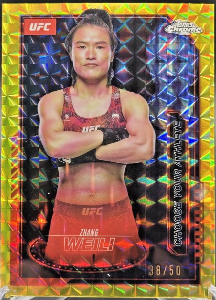 Zhang Weili 2025 Topps Chrome UFC Mission Control #MCL-10 Geometric Gold Refractor