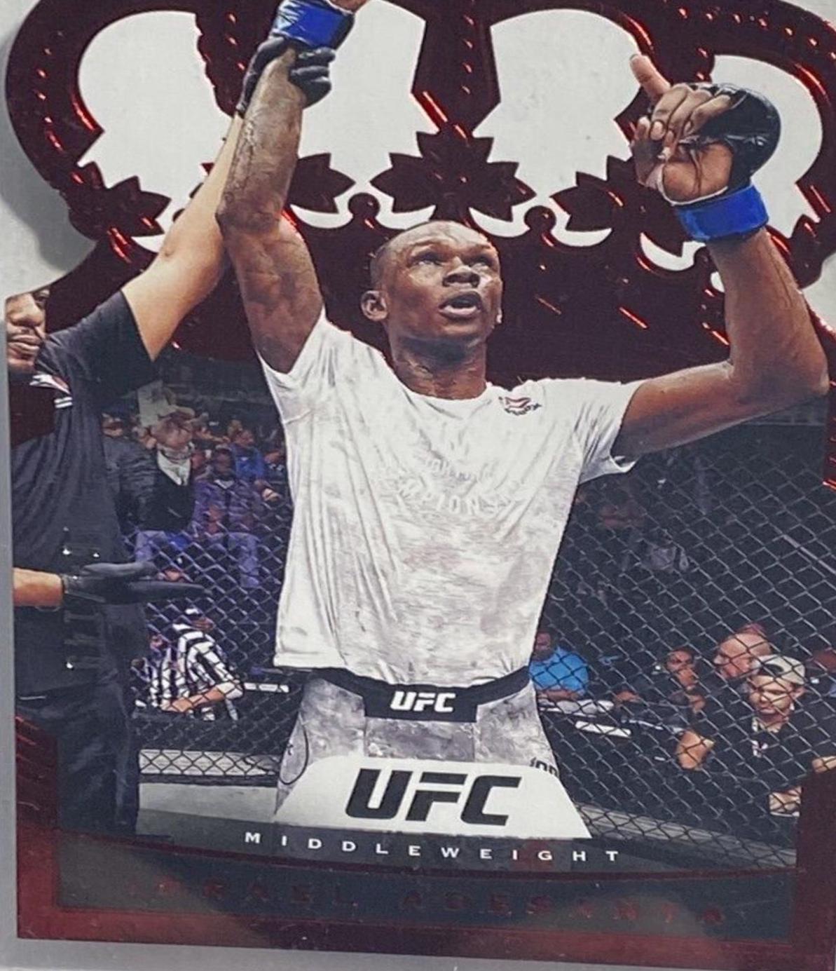 Israel Adesanya 2021 Panini Chronicles UFC Base Crown Royale #12 Asia Red