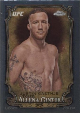 Justin Gaethje 2025 Topps Chrome UFC Allen & Ginter #AAG-26 Black & Gold Refractor