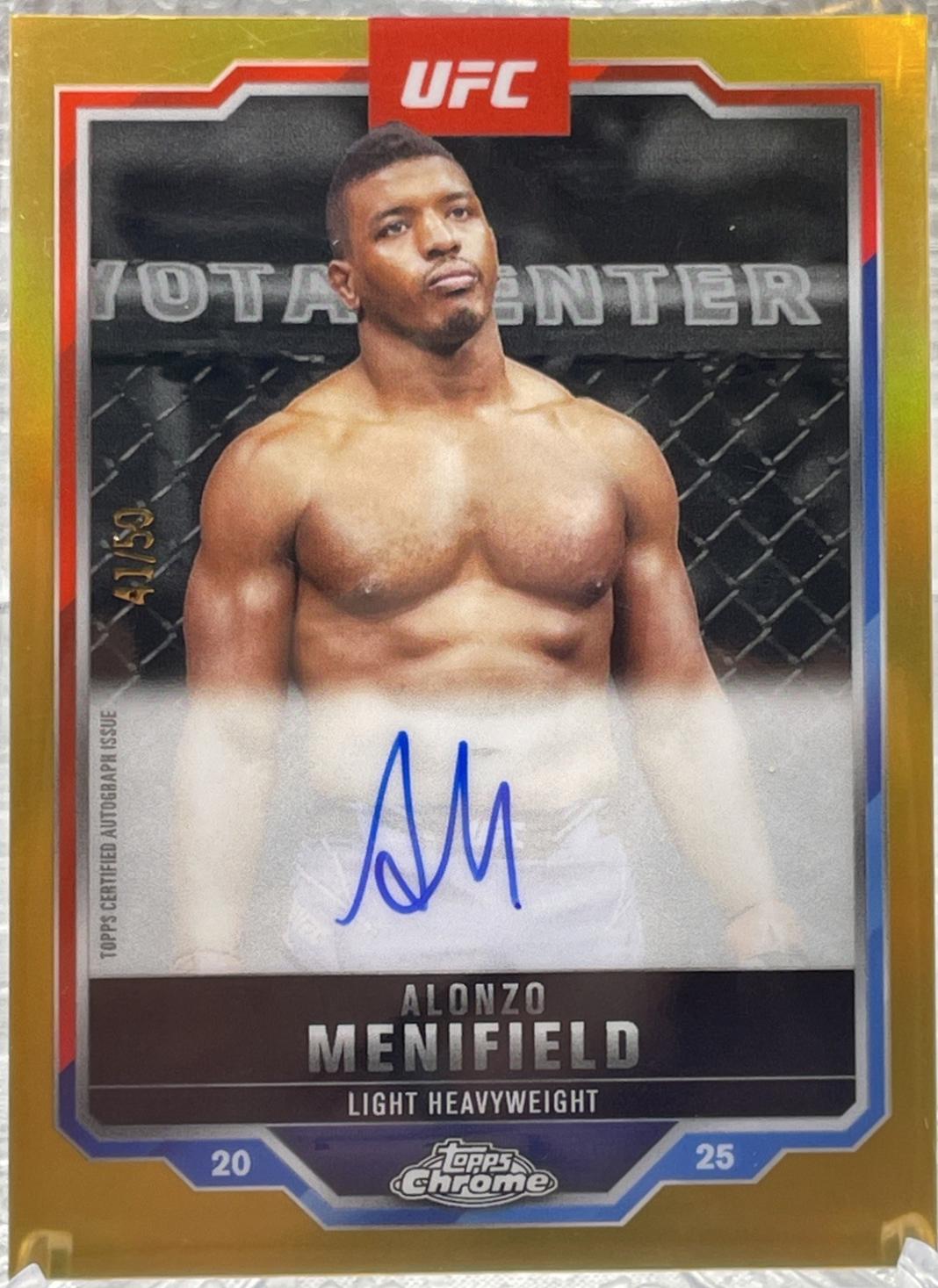 Alonzo Menifield 2025 Topps Chrome UFC Chrome Veteran Autographs #CVA-AM Gold Refractor