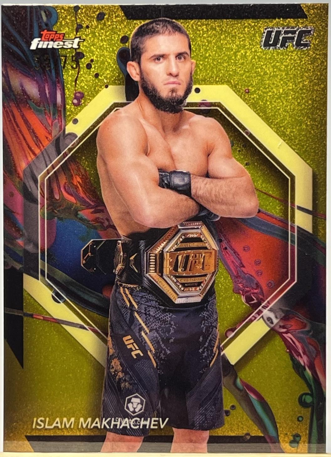 Islam Makhachev 2024 Topps Finest UFC Base Common #63 Gold Refractor