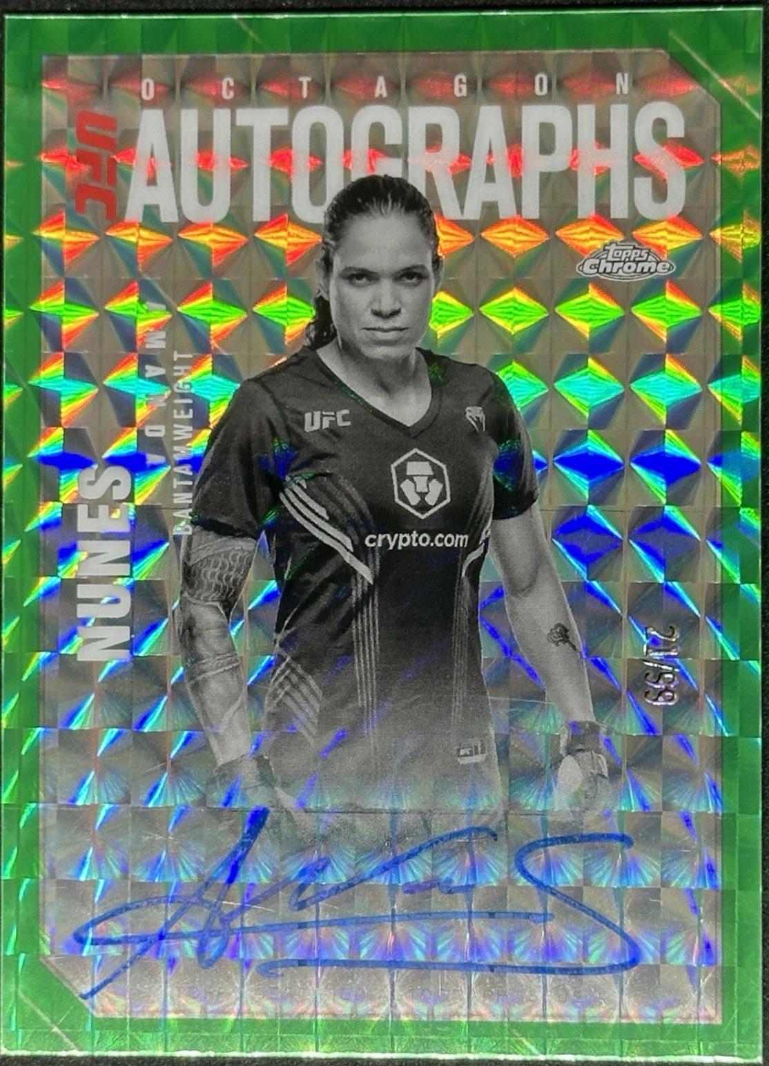 Amanda Nunes 2025 Topps Chrome UFC Octagon Legends Autographs #OLA-AN Geometric Green Refractor