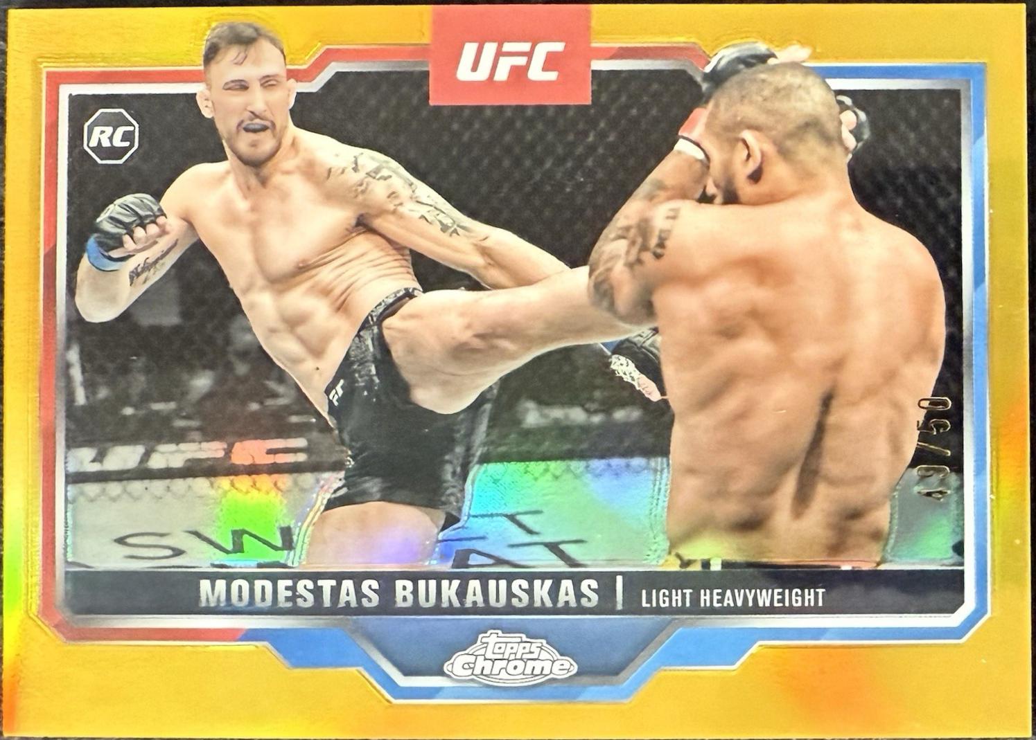 Modestas Bukauskas 2025 Topps Chrome UFC Base #8 Gold Refractor