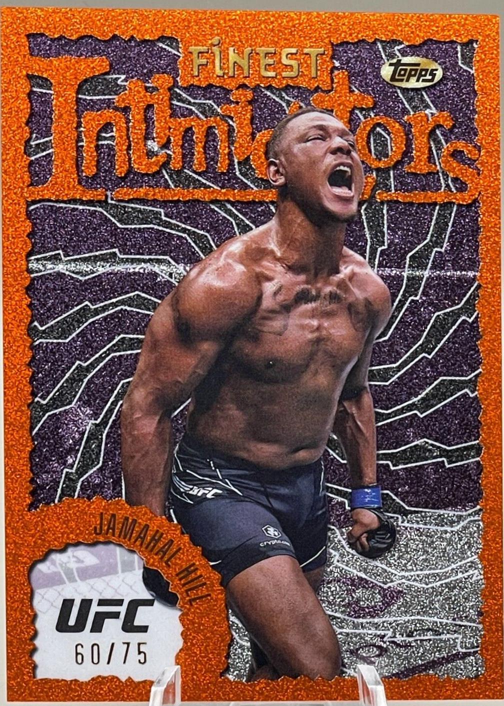 Jamahal Hill 2024 Topps Finest UFC Intimidators #INT-29 Yellow Glitter Refractor