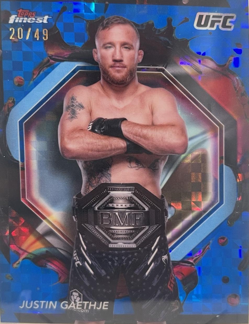 Justin Gaethje 2024 Topps Finest UFC Base Rare #264 Blue Checkerboard Refractor