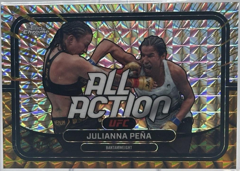 Julianna Peña 2026 Topps Chrome UFC All-Action #AA-10 Gold Geometric Refractor