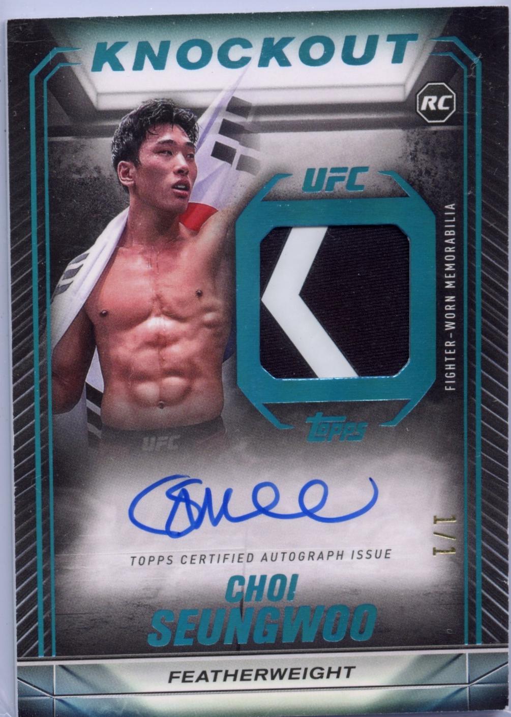 SeungWoo Choi 2024 Topps Knockout UFC Knockout Autograph Relics #KAR-CSO Platinum