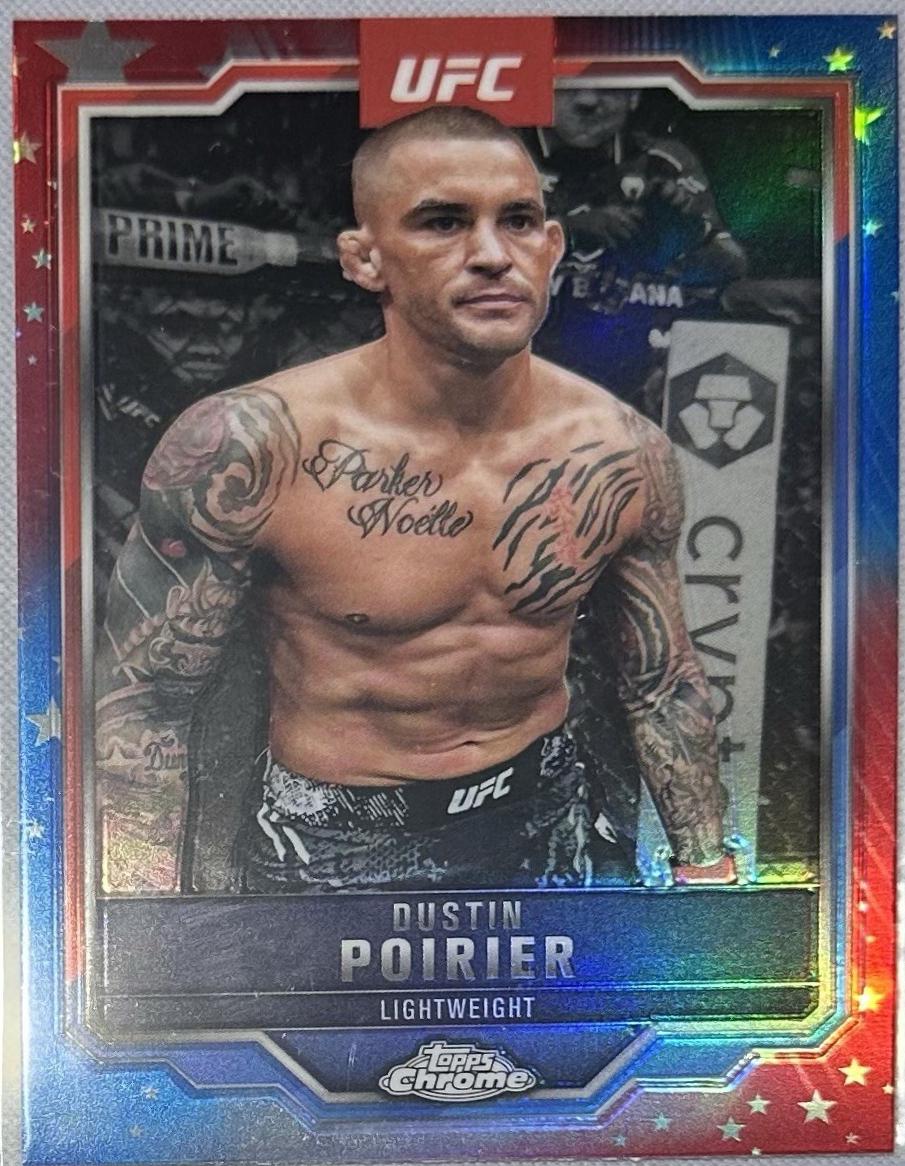 Dustin Poirier 2025 Topps Chrome UFC Base #7 Red & Blue Refractor