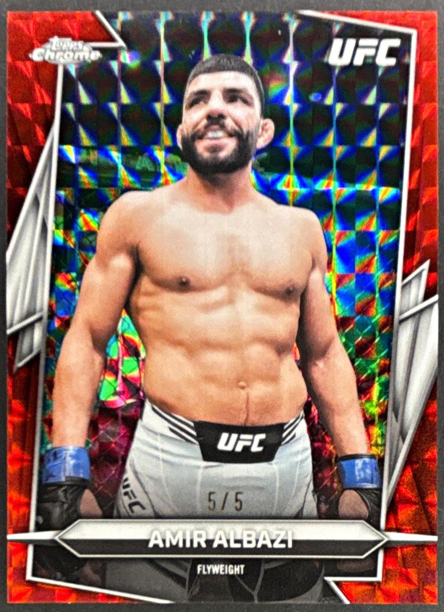 Amir Albazi 2026 Topps Chrome UFC Base #98 Red Geometric Refractor