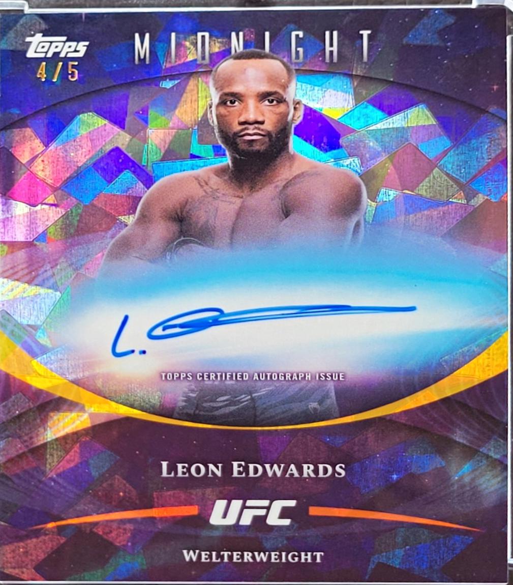 Leon Edwards 2026 Topps Midnight UFC Base Autographs #BAV-LE Purple Shimmer