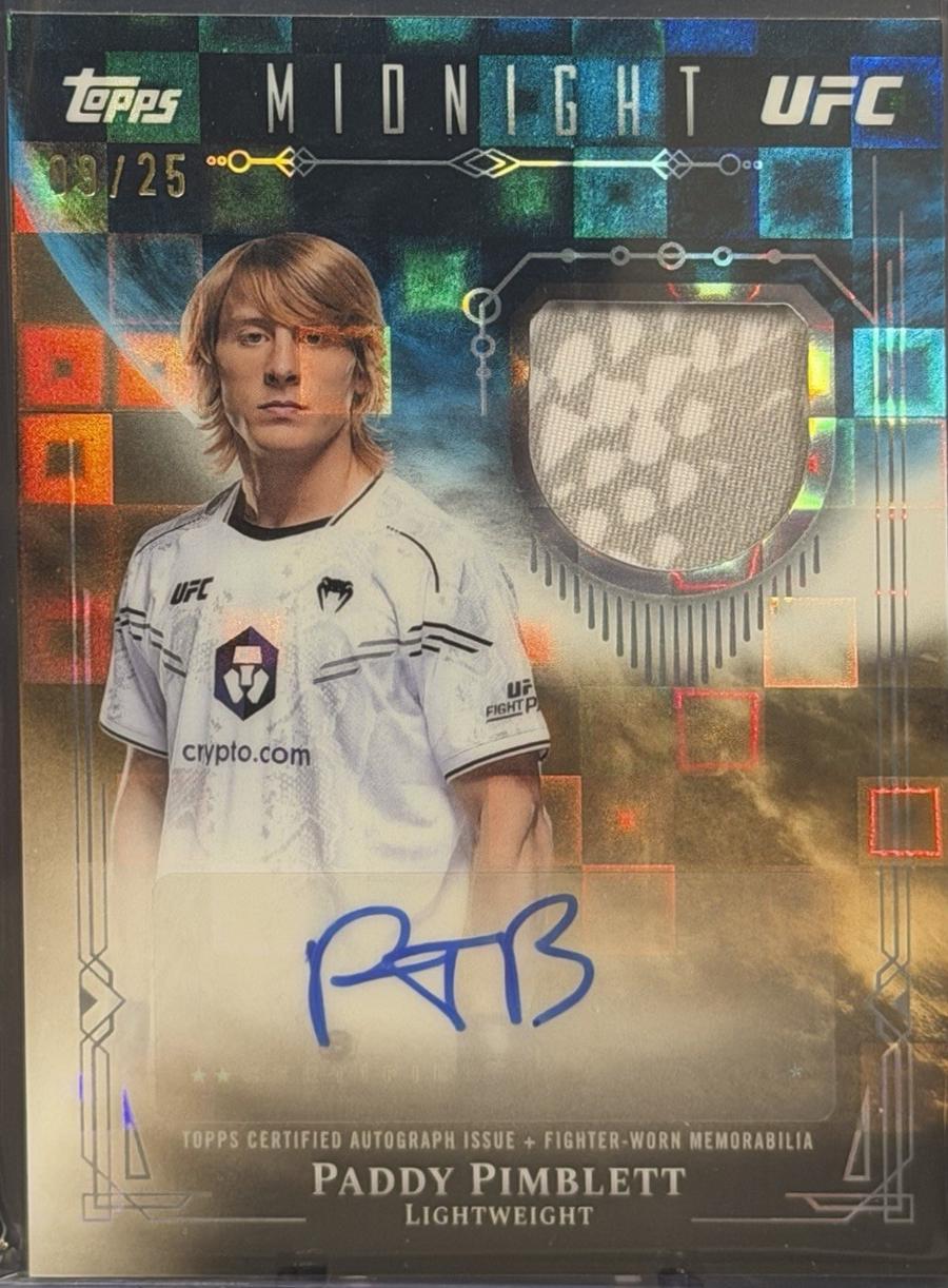 Paddy Pimblett 2026 Topps Midnight UFC Relic Autographs #VRA-PP Moon Beam