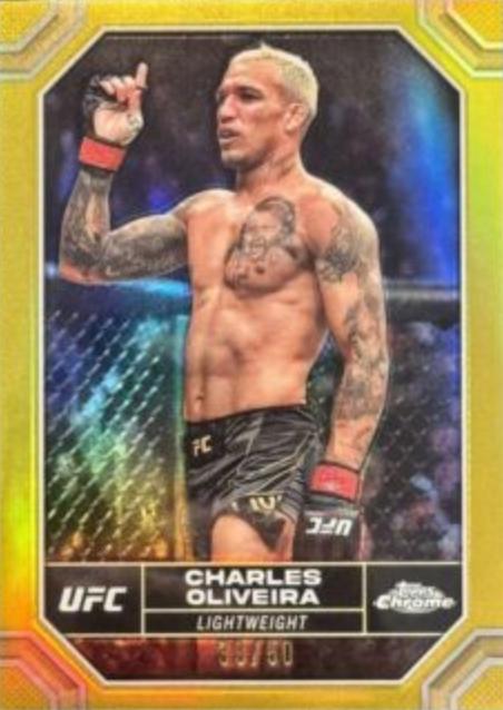 Charles Oliveira 2024 Topps Chrome UFC Base #42 Gold Refractor