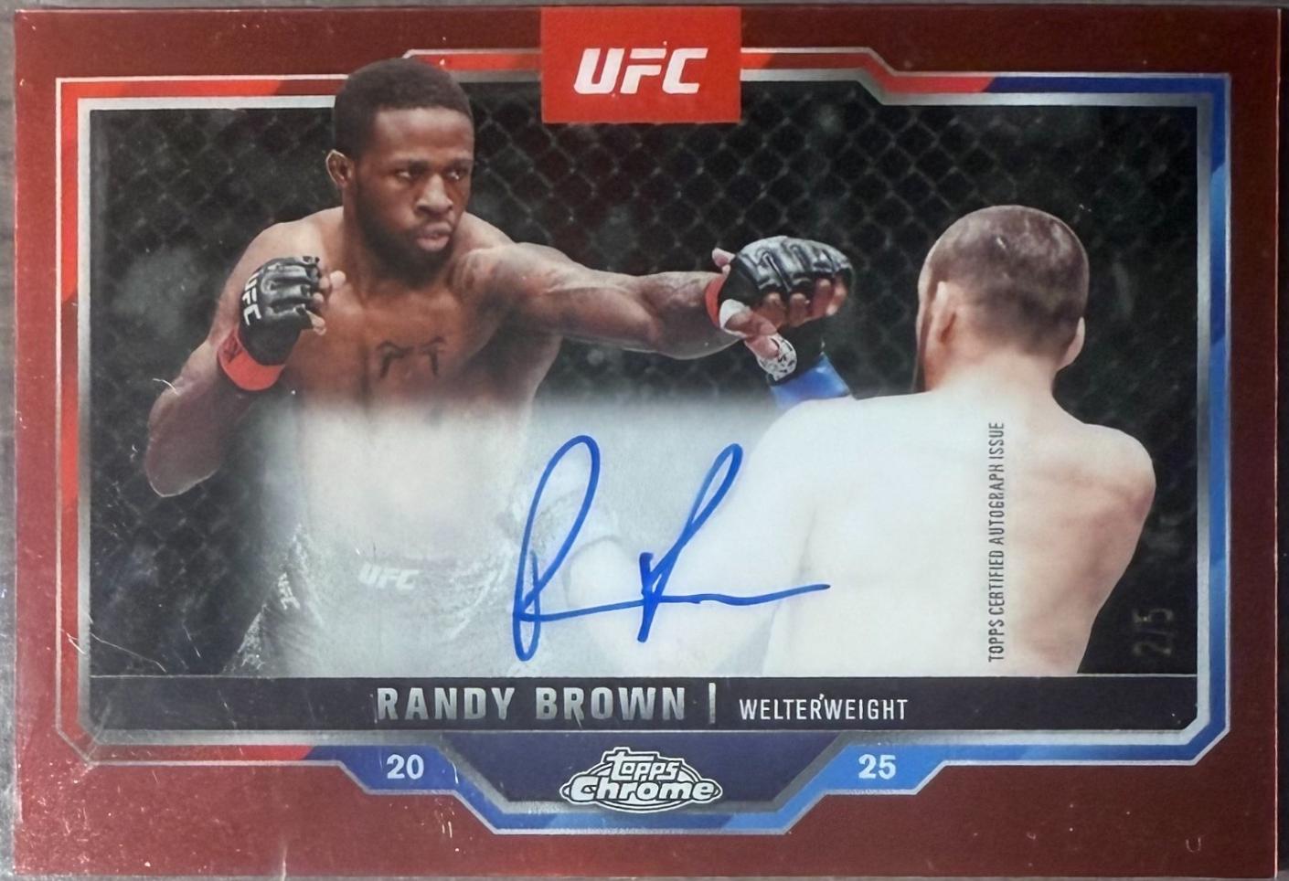 Randy Brown 2025 Topps Chrome UFC Chrome Veteran Autographs #CVA-RB Red Refractor
