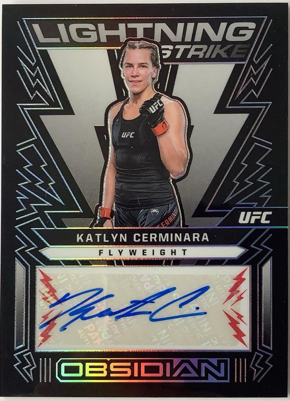 Katlyn Cerminara 2023 Panini Chronicles UFC Obsidian Lightning Strike Signatures #29 Blue