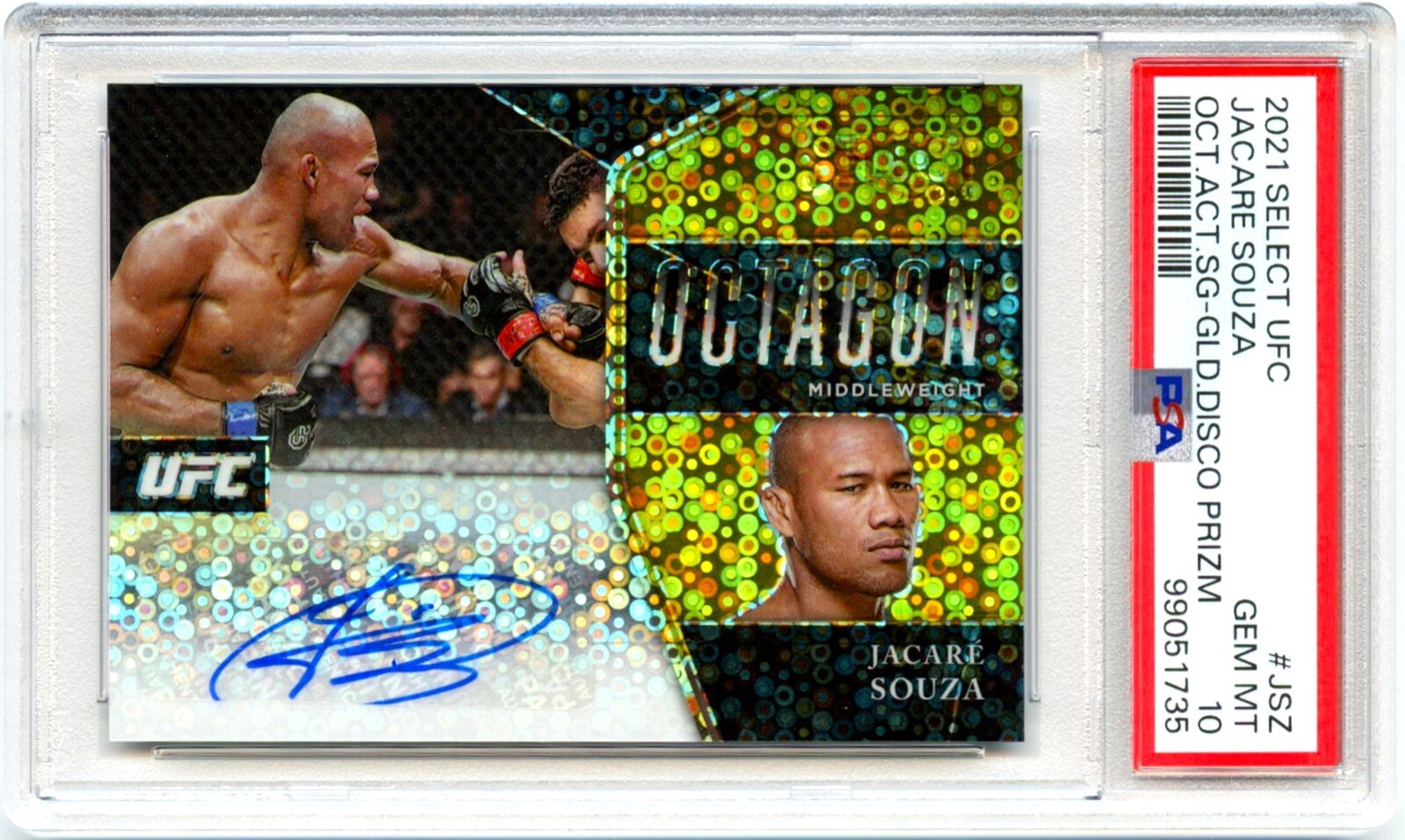 Ronaldo Souza 2021 Panini Select UFC Octagon Action Signatures #4 Gold Disco Prizms