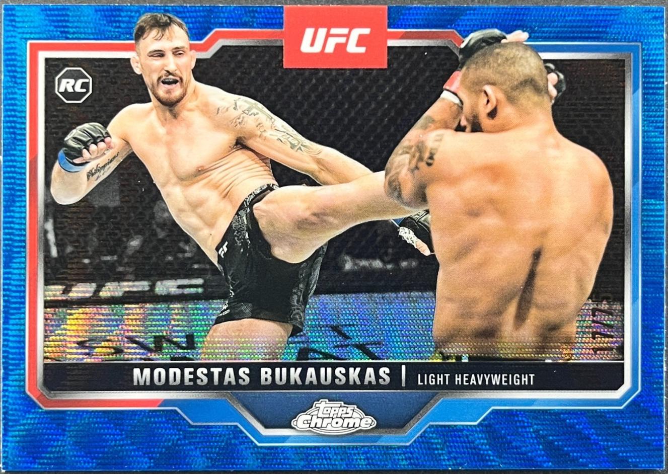 Modestas Bukauskas 2025 Topps Chrome UFC Base #8 Blue Wave Refractor