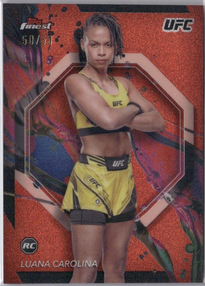 Luana Carolina 2024 Topps Finest UFC Base Common #26 Tangerine Glitter Refractor