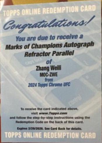 Zhang Weili 2024 Topps Chrome UFC Marks of Champions #MOC-ZWE Refractor