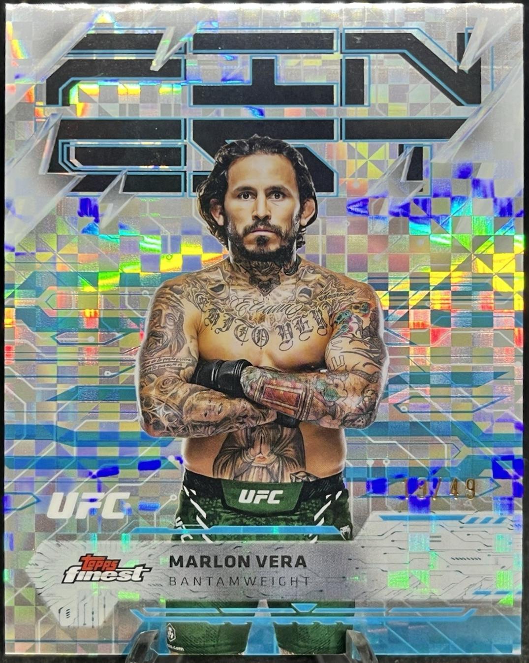 Marlon Vera 2025 Topps Finest UFC Base Rare #213 Blue Checkerboard Refractor