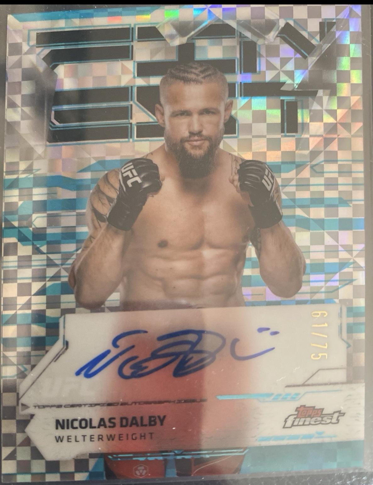 Nicolas Dalby 2025 Topps Finest UFC Finest Autographs #FA-ND Blue Checkerboard Refractor