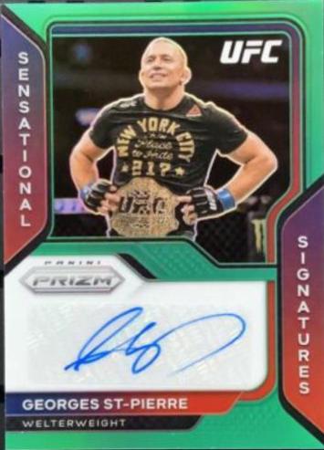 Georges St-Pierre 2021 Panini Prizm UFC Sensational Signatures #23 Green