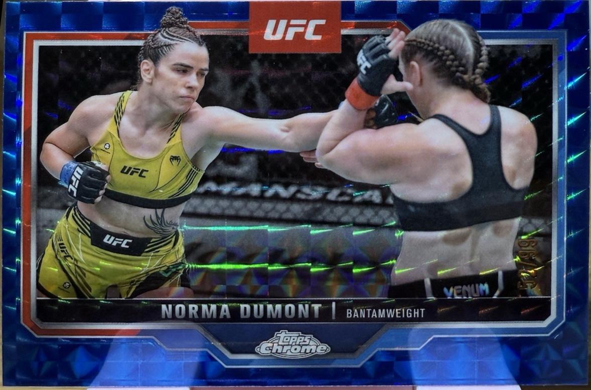 Norma Dumont 2025 Topps Chrome UFC Base #195 Blue Geometric Refractor